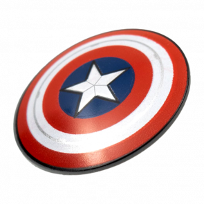 Зброя Lego Щит Circular Convex Face with Red Captain America Star 75902pb20 6348184 Dark Bluish Grey Б/У - Retromagaz