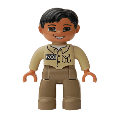 Фігурка Lego Boy Brown Eyes Zoo Keeper Duplo 47394pb018 Б/У - Retromagaz