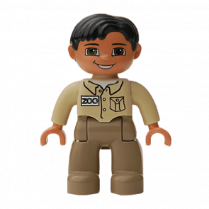 Фігурка Lego Boy Brown Eyes Zoo Keeper Duplo 47394pb018 Б/У