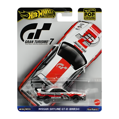 Машинка Premium Hot Wheels Nissan Skyline GT-R (R34) Gran Turismo Pop Culture 1:64 HKC28 White - Retromagaz