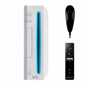 Набор Консоль Nintendo Wii RVL-001 Europe Модифицированная 32GB White + 10 Встроенных Игр Без Геймпада Б/У  + Контроллер Беспроводной RMC Remote Plus Black Новый + Проводной  Nunchuk