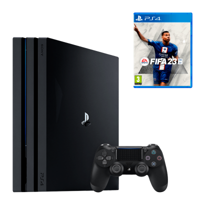 Набор Консоль Sony PlayStation 4 Pro CUH-72xx 1TB Black Б/У + Игра FIFA 23 Русская Озвучка Новый - Retromagaz