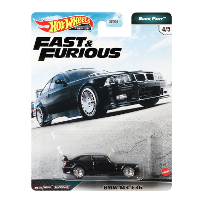 Машинка Premium Hot Wheels BMW M3 E36 Fast & Furious 1:64 GPK53 Black - Retromagaz