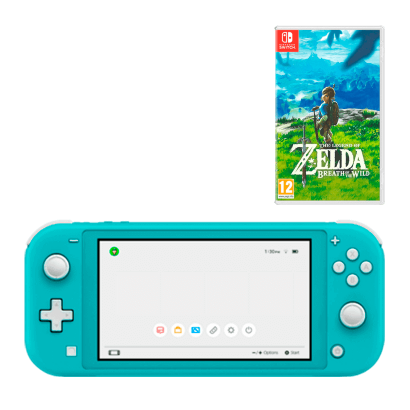 Набір Консоль Nintendo Switch Lite 32GB (045496452711) Turquoise Б/У + Гра The Legend of Zelda Breath of The Wild Російська Озвучка Б/У - Retromagaz