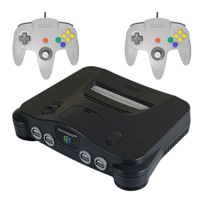 Набір Консоль Nintendo N64 FAT Europe Charcoal Grey Б/У + Геймпад Дротовий Grey 1.8m 2 шт Б/У - Retromagaz