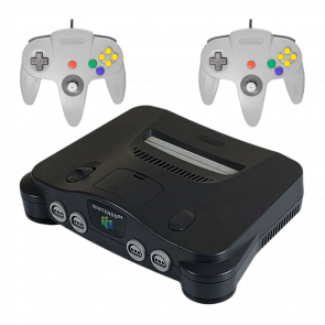 Набір Консоль Nintendo N64 FAT Europe Charcoal Grey Б/У + Геймпад Дротовий Grey 1.8m 2 шт Б/У