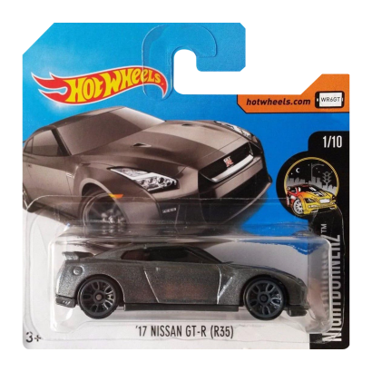 Машинка Базовая Hot Wheels '17 Nissan GT-R (R35) Nightburnerz 1:64 DVC50 Grey - Retromagaz