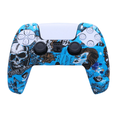 Чехол Силиконовый RMC PlayStation 5 Skulls Blue Новый - Retromagaz