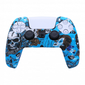 Чехол Силиконовый RMC PlayStation 5 Skulls Blue Новый - Retromagaz