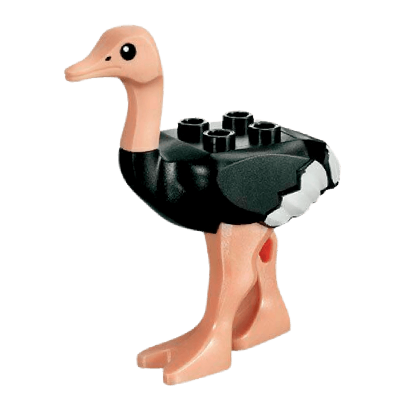 Фігурка Lego Земля Ostrich with White Tail and Wingtips and Light Nougat Legs and Head Animals 24689pb01c01 1 4578112 Black Б/У - Retromagaz