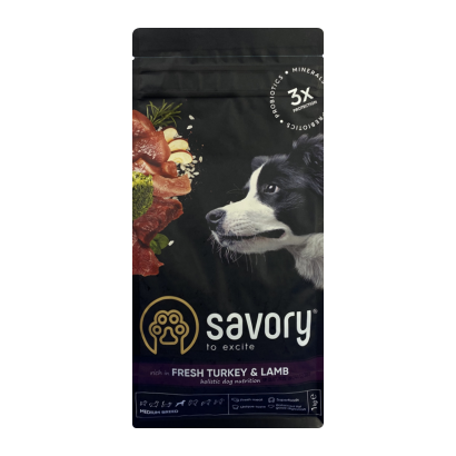 Сухий Корм для Собак Savory Medium Breed Індичка та Ягня 1kg - Retromagaz