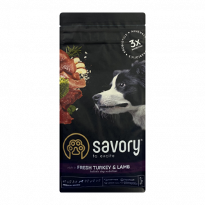 Сухий Корм для Собак Savory Medium Breed Індичка та Ягня 1kg