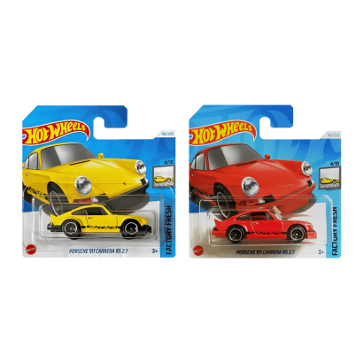 Набір Машинкок Базових Hot Wheels Porsche 911 Carrera RS 2.7 HTD08 Red + HTC49 Yellow 1:64 - Retromagaz