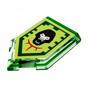 Плитка Lego Модифицированная Декоративная Pentagonal Nexo Power Shield Pattern Gorilla Roar 2 x 3 22385pb058 6174118 Trans-Bright Green 4шт Б/У - Retromagaz