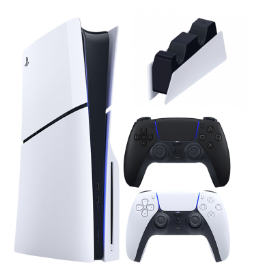 Набір Консоль Sony PlayStation 5 Slim Blu-ray 1TB White Новий  + Геймпад Бездротовий DualSense Midnight Black + Зарядний Пристрій Дротовий DualSense - Retromagaz