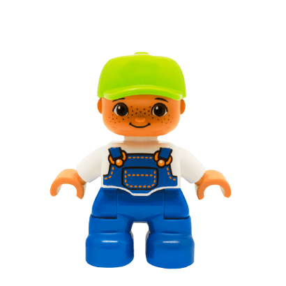 Фігурка Lego Boy Blue Legs White Top Duplo 47205pb025 Б/У - Retromagaz