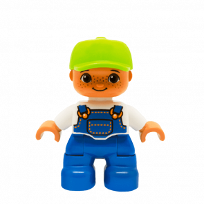 Фігурка Lego Boy Blue Legs White Top Duplo 47205pb025 Б/У