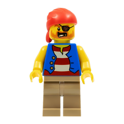 Фигурка Lego Pirates 973pb0525 Man Striped Red and White Shirt Adventure twn332 Б/У - Retromagaz