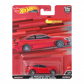 Машинка Premium Hot Wheels '12 Mercedes-Benz C63 AMG Coupe Black Series Deutschland Design 1:64 HCJ79 Red