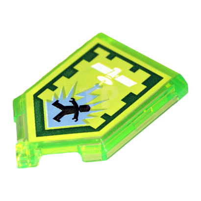 Плитка Lego Модифікована Декоративна Pentagonal Nexo Power Shield Orbital Strike 2 x 3 22385pb097 6171963 6245481 Trans-Bright Green 4шт Б/У - Retromagaz