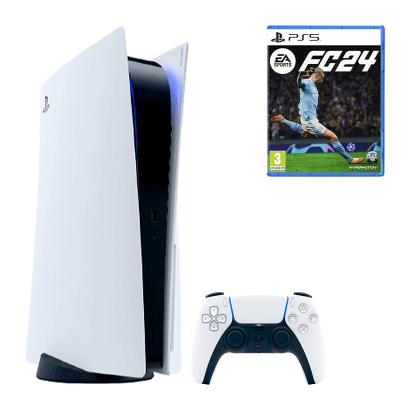 Набор Консоль Sony PlayStation 5 Blu-ray 825GB White Б/У  + Игра EA Sports FC 24 Русская Озвучка Новый - Retromagaz