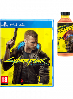 Набір Гра Sony PlayStation 4 Cyberpunk 2077 Російська Озвучка Новий  + Напій Енергетичний Cyberpunk Energy Boost Bubble Gum + Напій Cyberpunk Vitamin Fuel Peach & Strawberry - Retromagaz